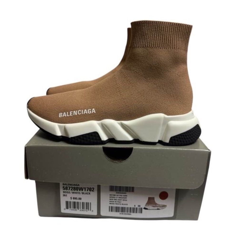 Balenciaga Tan White IT36 W36 Women Speed Trainers
